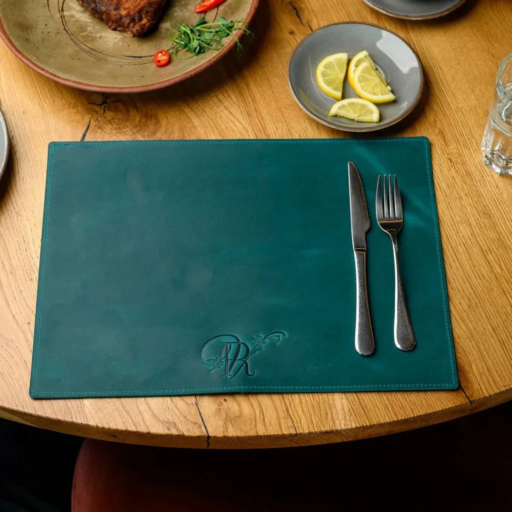 Luxurious Rectangular Placemat in Crazy Horse leather, designed for elegant and durable table protection in homes, restaurants, and office spaces.