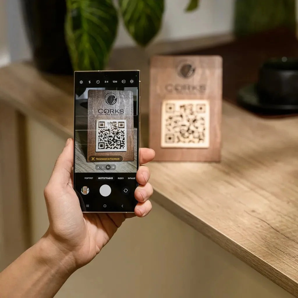 Simple Plywood Tabletop with QR Code Menu Sign (QP05) - inkohoreca - shop