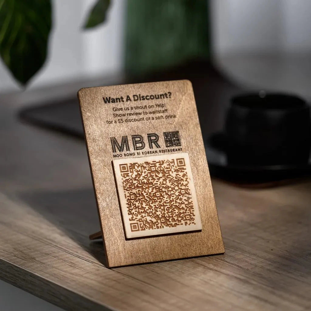 Simple Plywood Tabletop with QR Code Menu Sign (QP05) - inkohoreca - shop