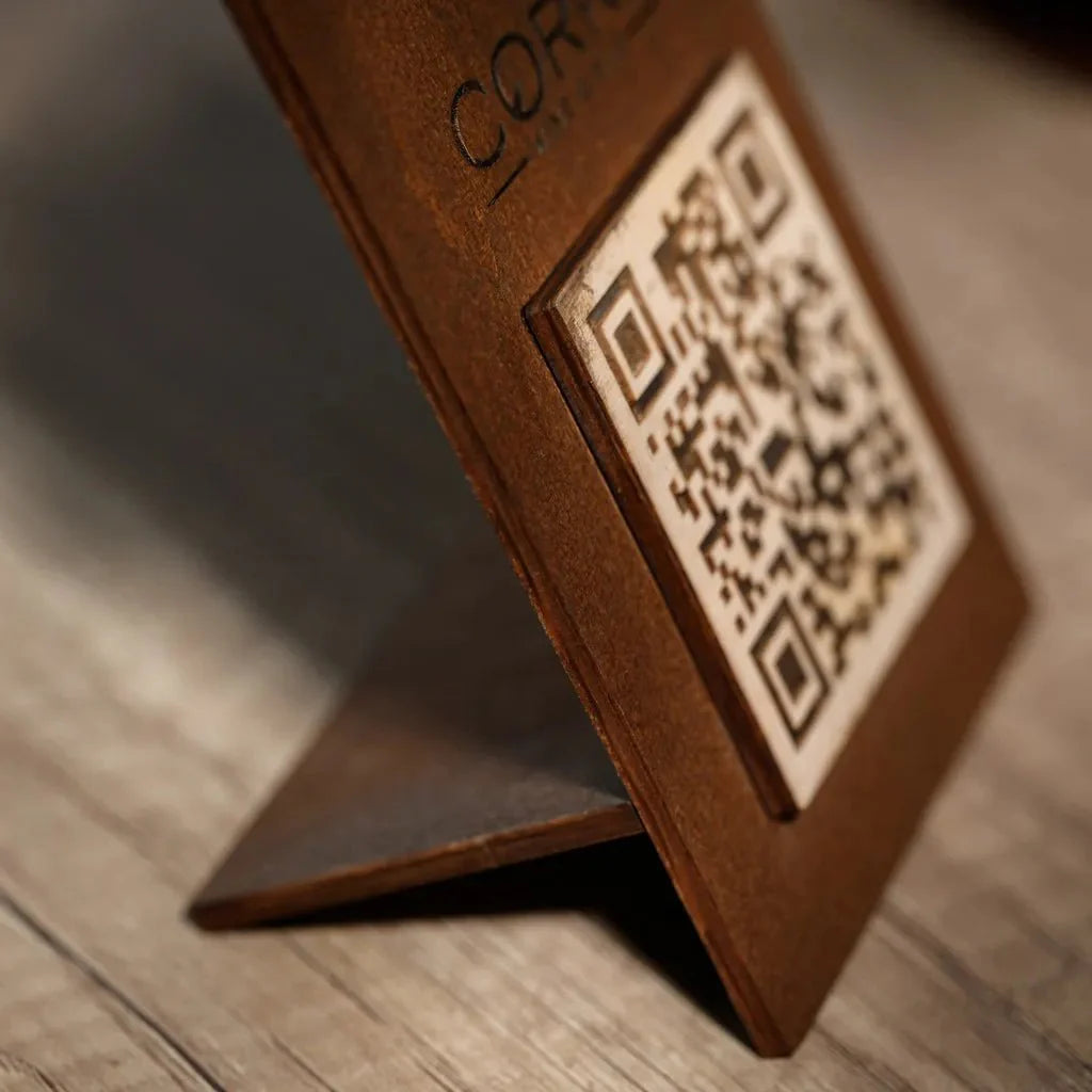 Simple Plywood Tabletop with QR Code Menu Sign (QP05) - inkohoreca - shop