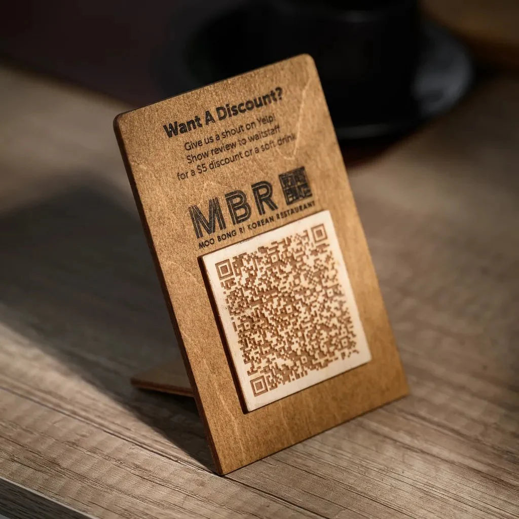 Simple Plywood Tabletop with QR Code Menu Sign (QP05) - inkohoreca - shop