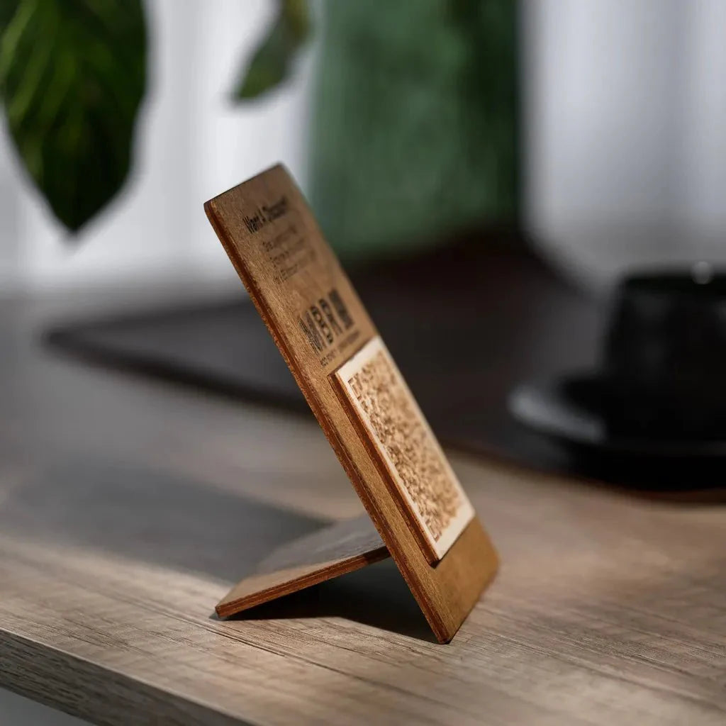 Simple Plywood Tabletop with QR Code Menu Sign (QP05) - inkohoreca - shop