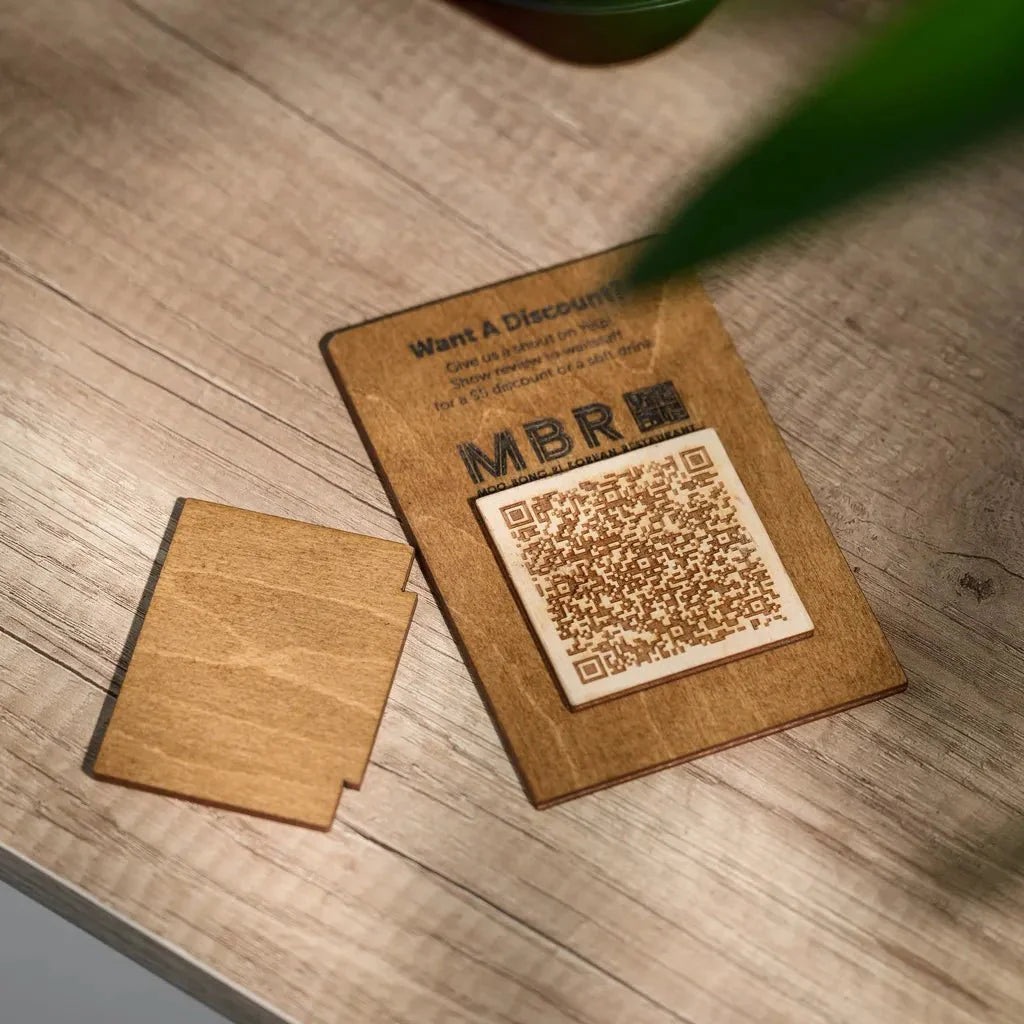 Simple Plywood Tabletop with QR Code Menu Sign (QP05) - inkohoreca - shop