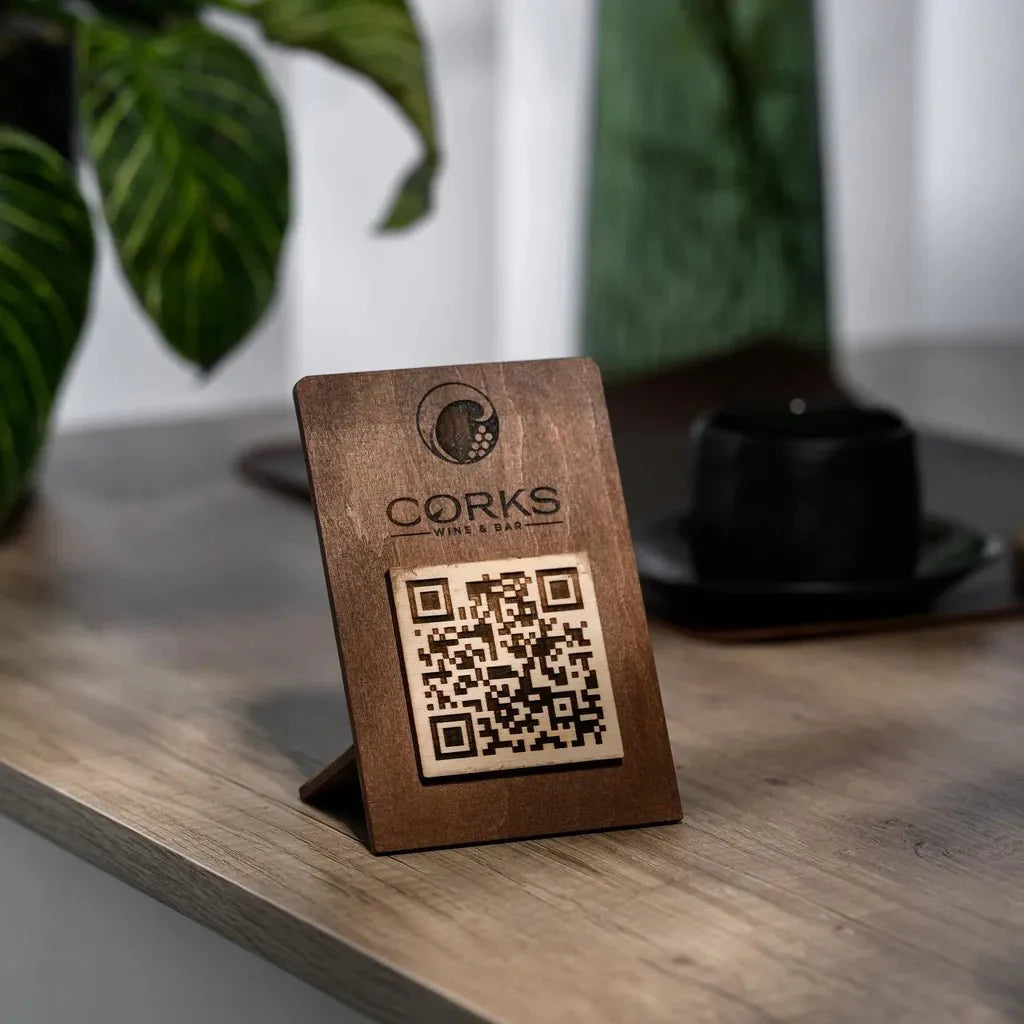Simple Plywood Tabletop with QR Code Menu Sign (QP05) - inkohoreca - shop