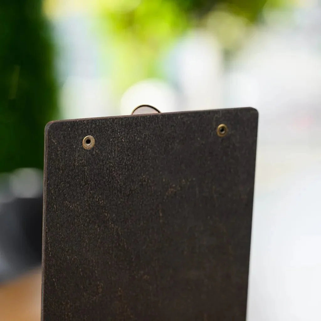 Table Stand Menu Holder in Wenge color for A5 Sheets with Brass Binder (TT420A5) - inkohoreca - shop