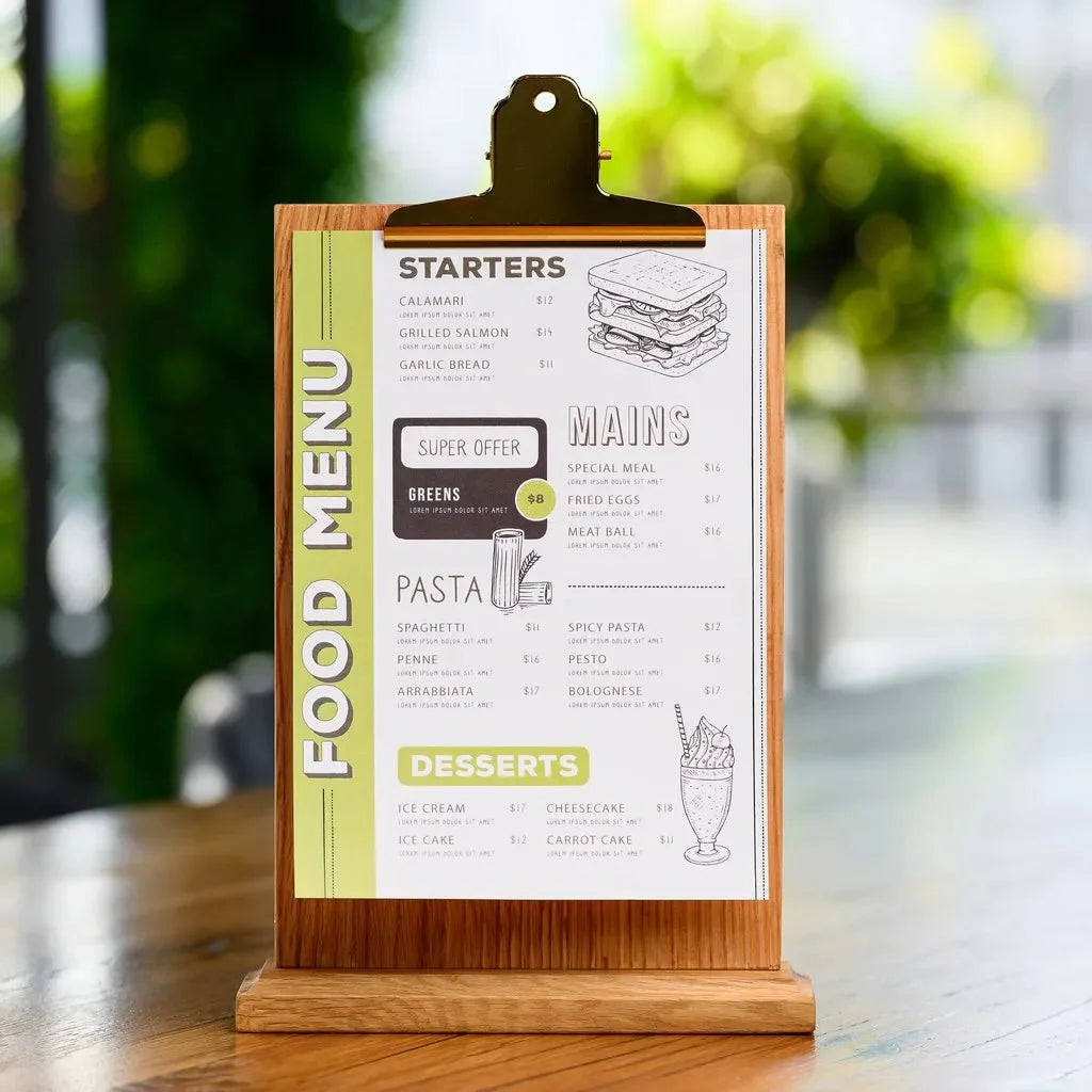 Table Stand Menu Holder with Golden Coloured Clip (TT409A5) - inkohoreca - shop