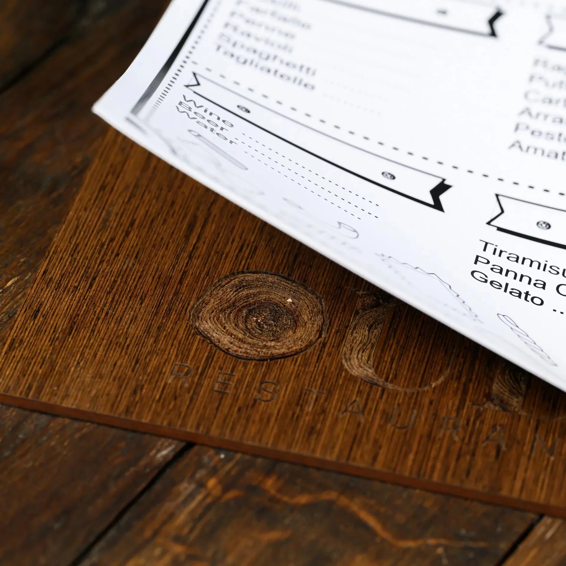 Veneered HDF Menu Board in Dark Walnut Colour - inkohoreca - shop