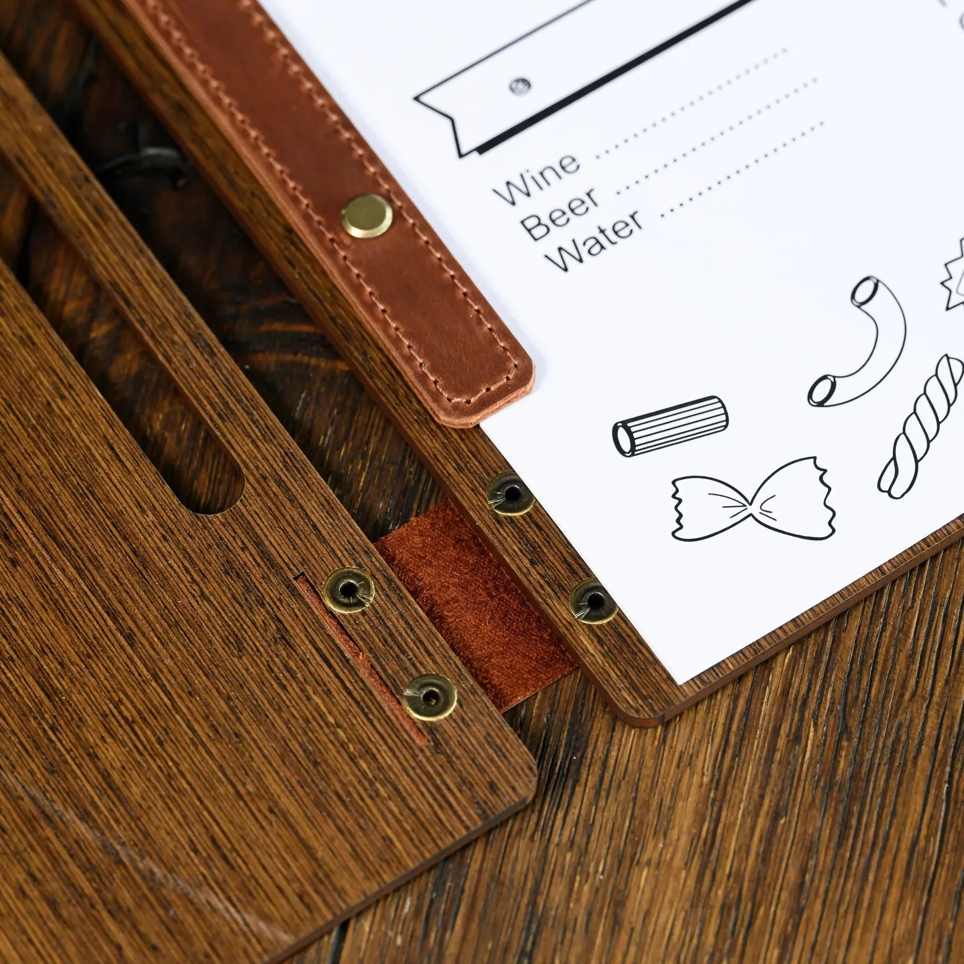 Veneered HDF Menu Hardcover Folder in Dark Walnut Colour - inkohoreca - shop