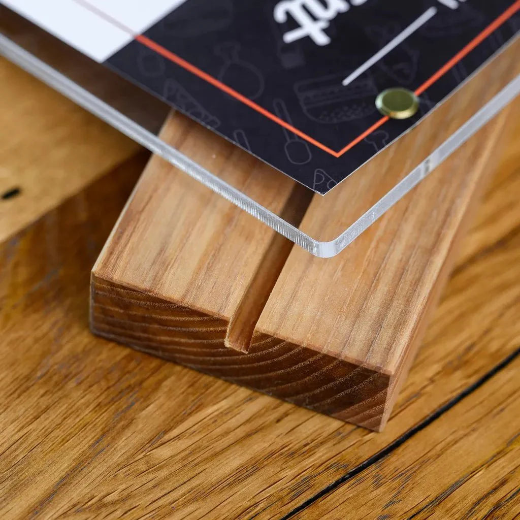 Wooden Acrylic Table Stand Menu Holder with screws (TT420A5) - inkohoreca - shop