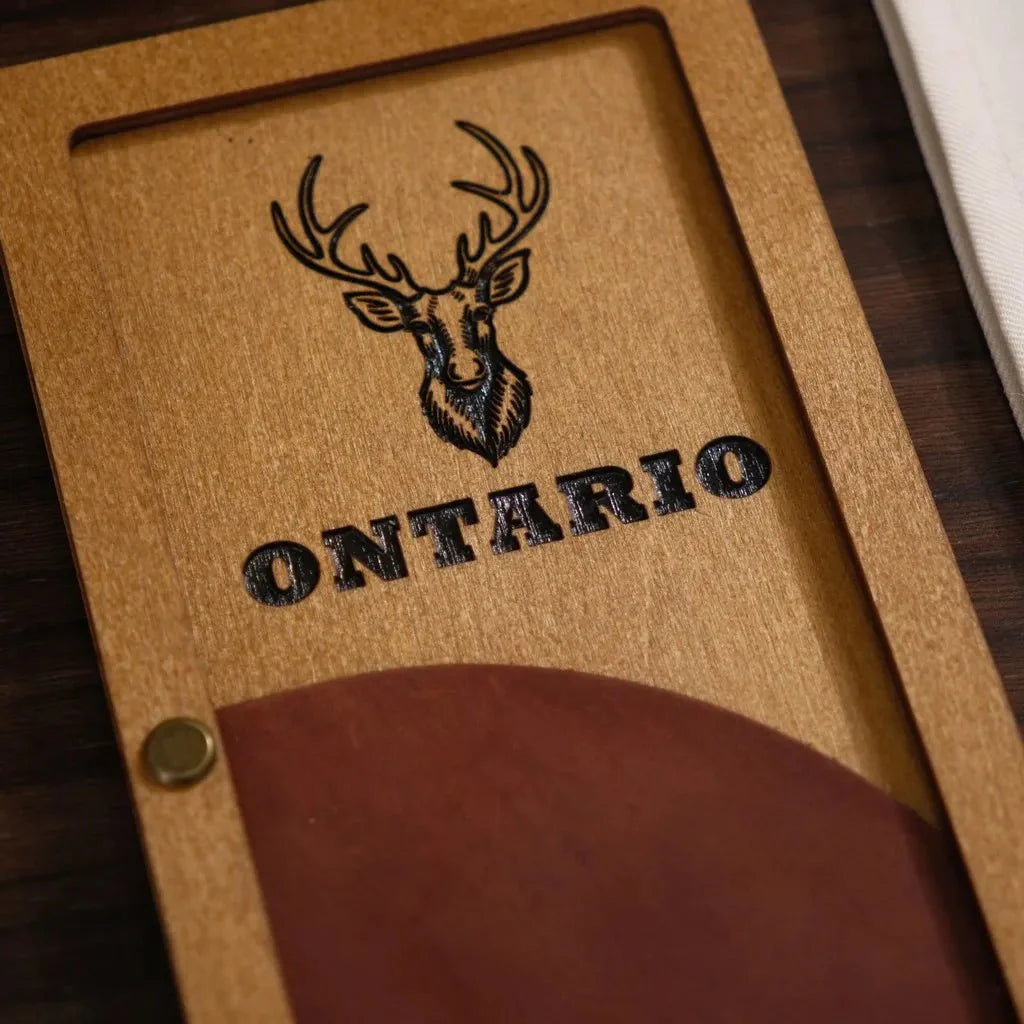 Personalized wooden check presenter with deep engraving.