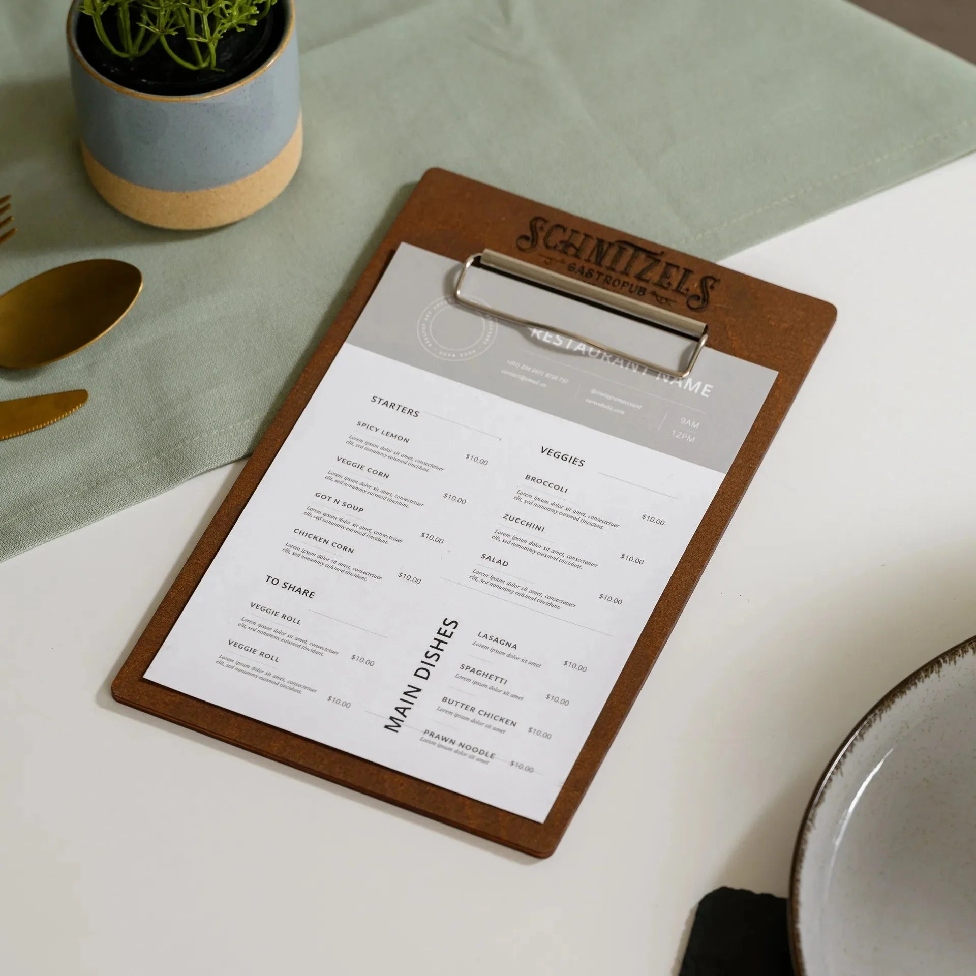 Wooden Menu Board with Binder (P08A5) - inkohoreca - shop