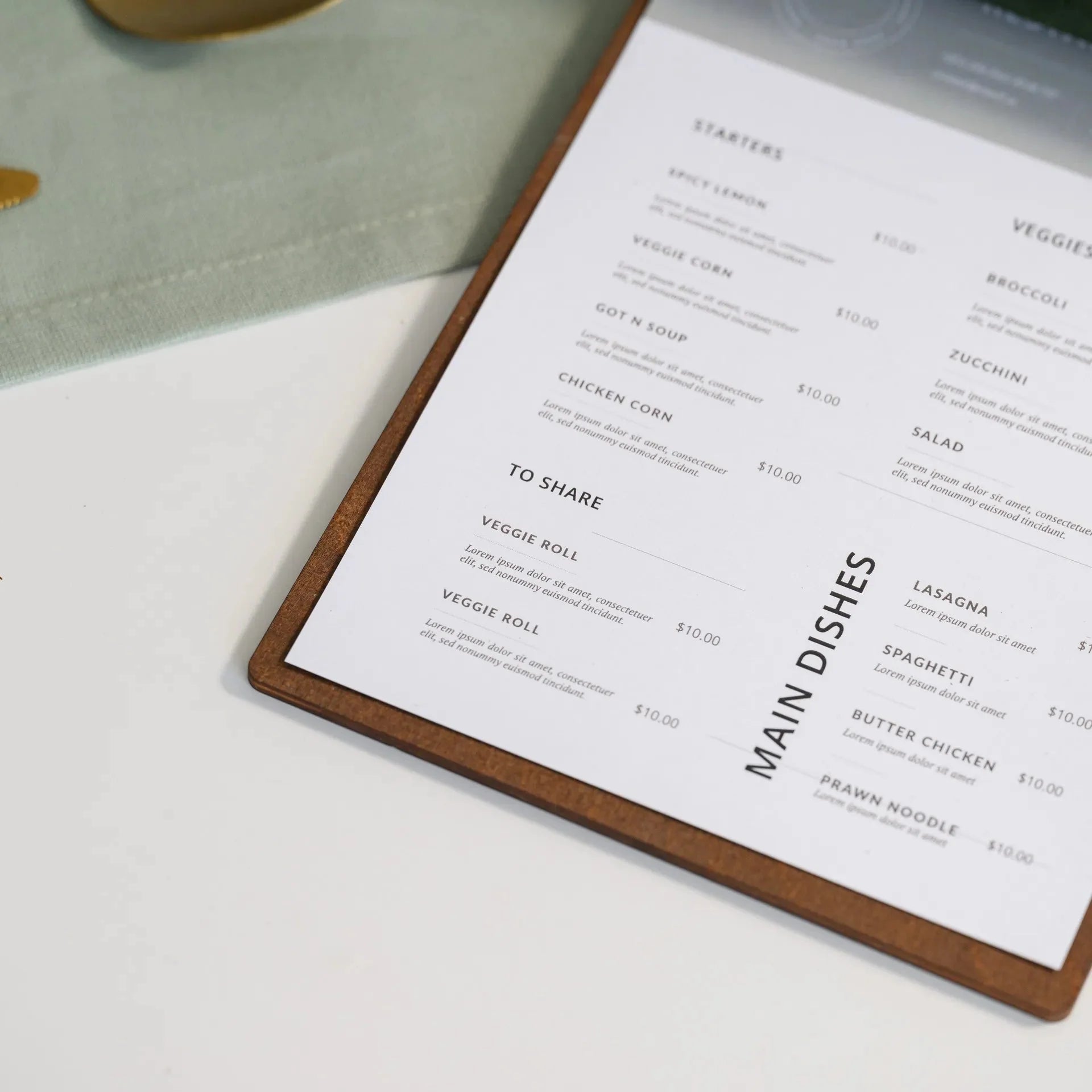 Wooden Menu Board with Crazy Horse Leather Cover and Clip (P03A5) - inkohoreca - shop