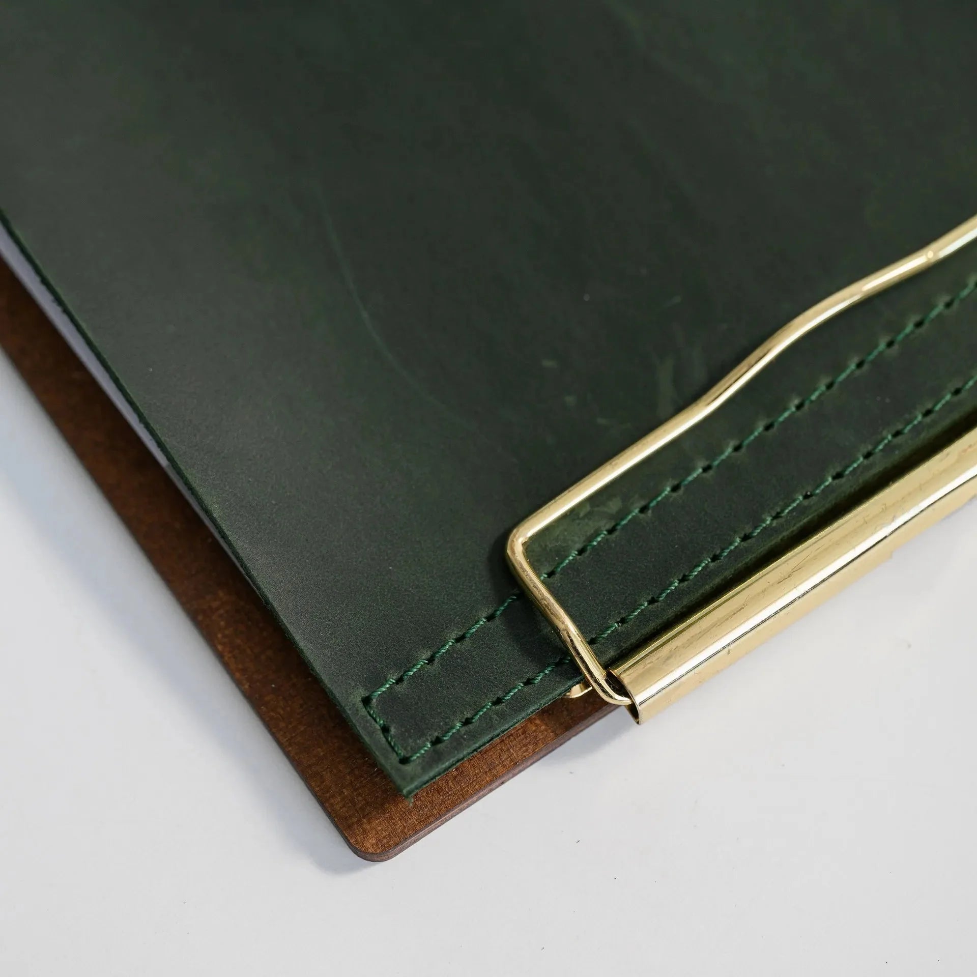 Wooden Menu Board with Crazy Horse Leather Cover and Clip (P03A5) - inkohoreca - shop
