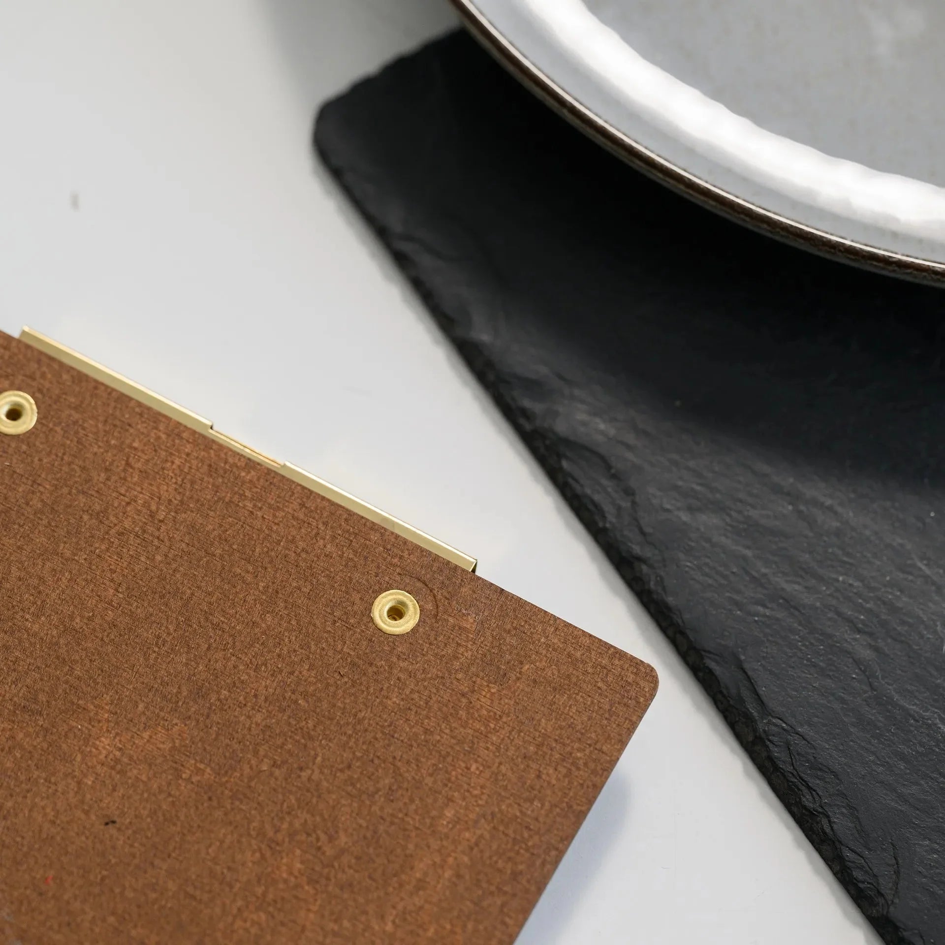 Wooden Menu Board with Crazy Horse Leather Cover and Clip (P03A5) - inkohoreca - shop