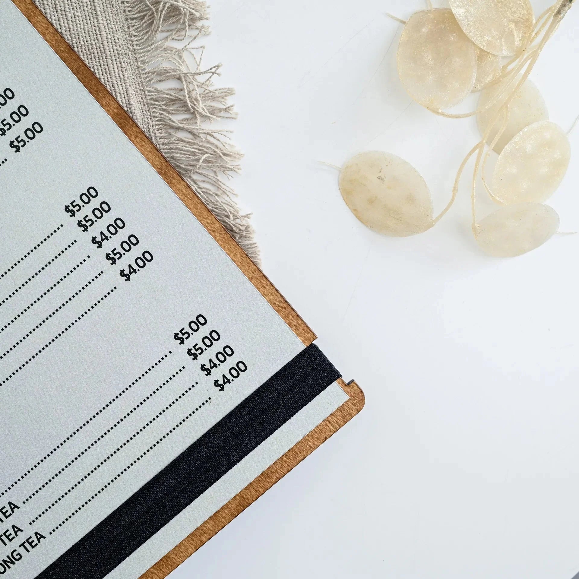 Wooden Menu Board with Elastic Band (P14A1) - inkohoreca - shop