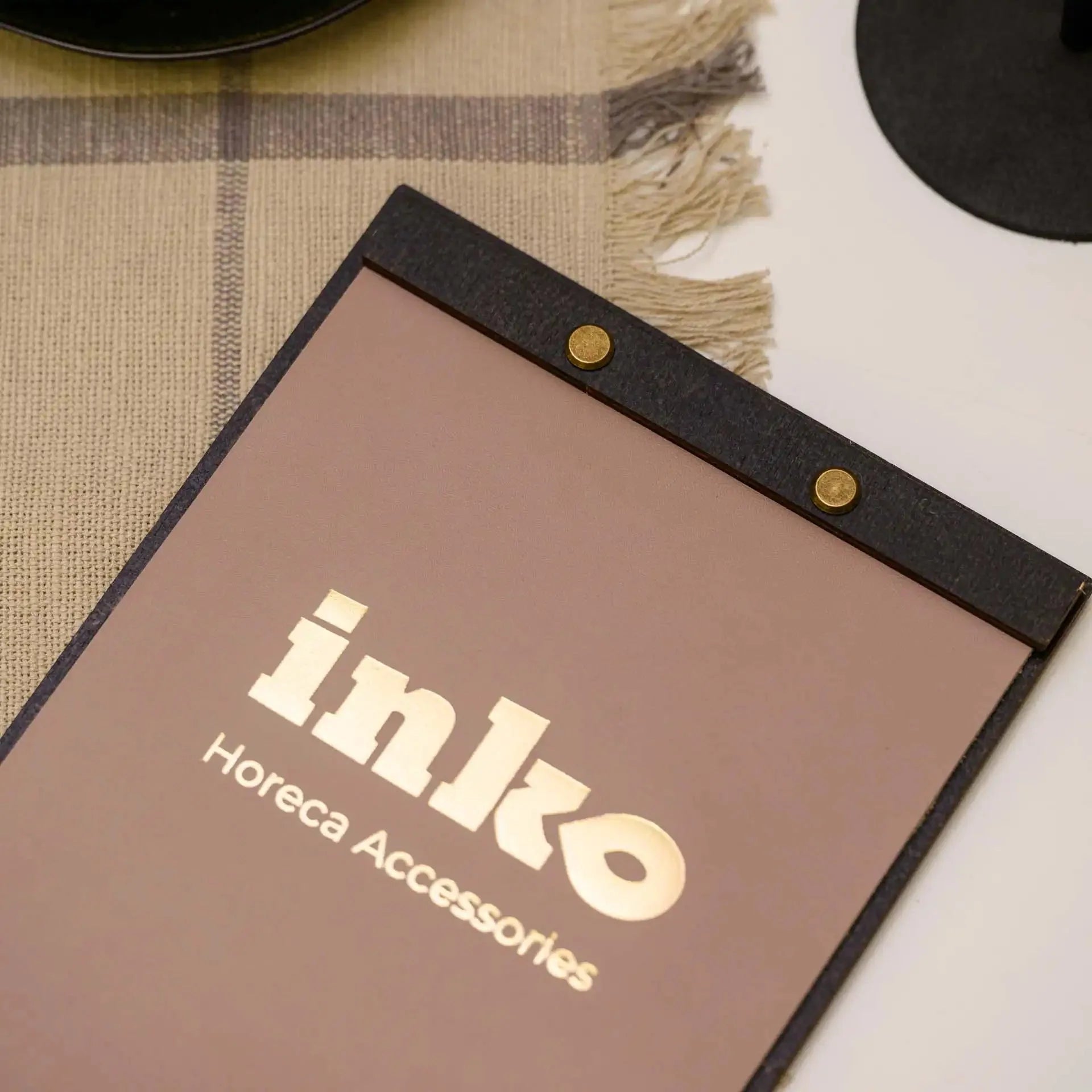 Wooden Menu Board with Leather Cover (P01A5) - inkohoreca - shop