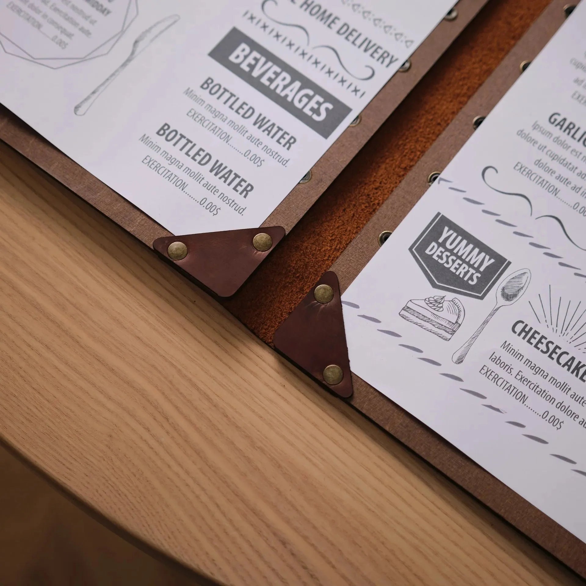Wooden Menu Clipboard with Leather Spine (M06A1) - inkohoreca - shop