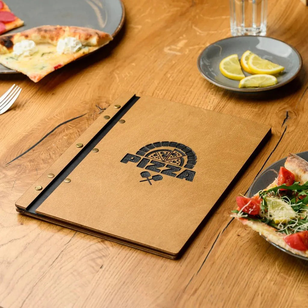 Classic wooden menu folder for restaurants for a unique presentation.