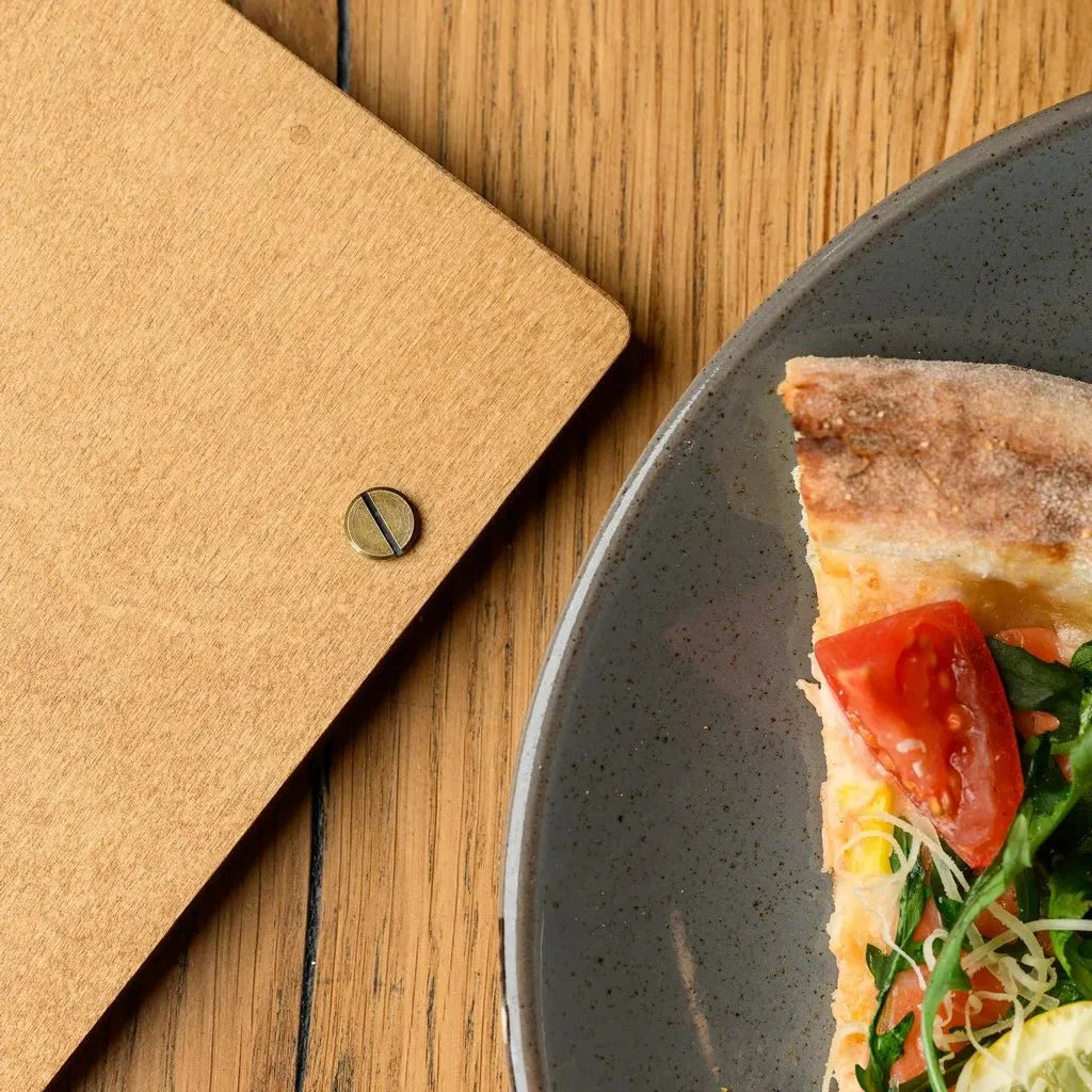 Premium covers restaurant menu made from durable wood.