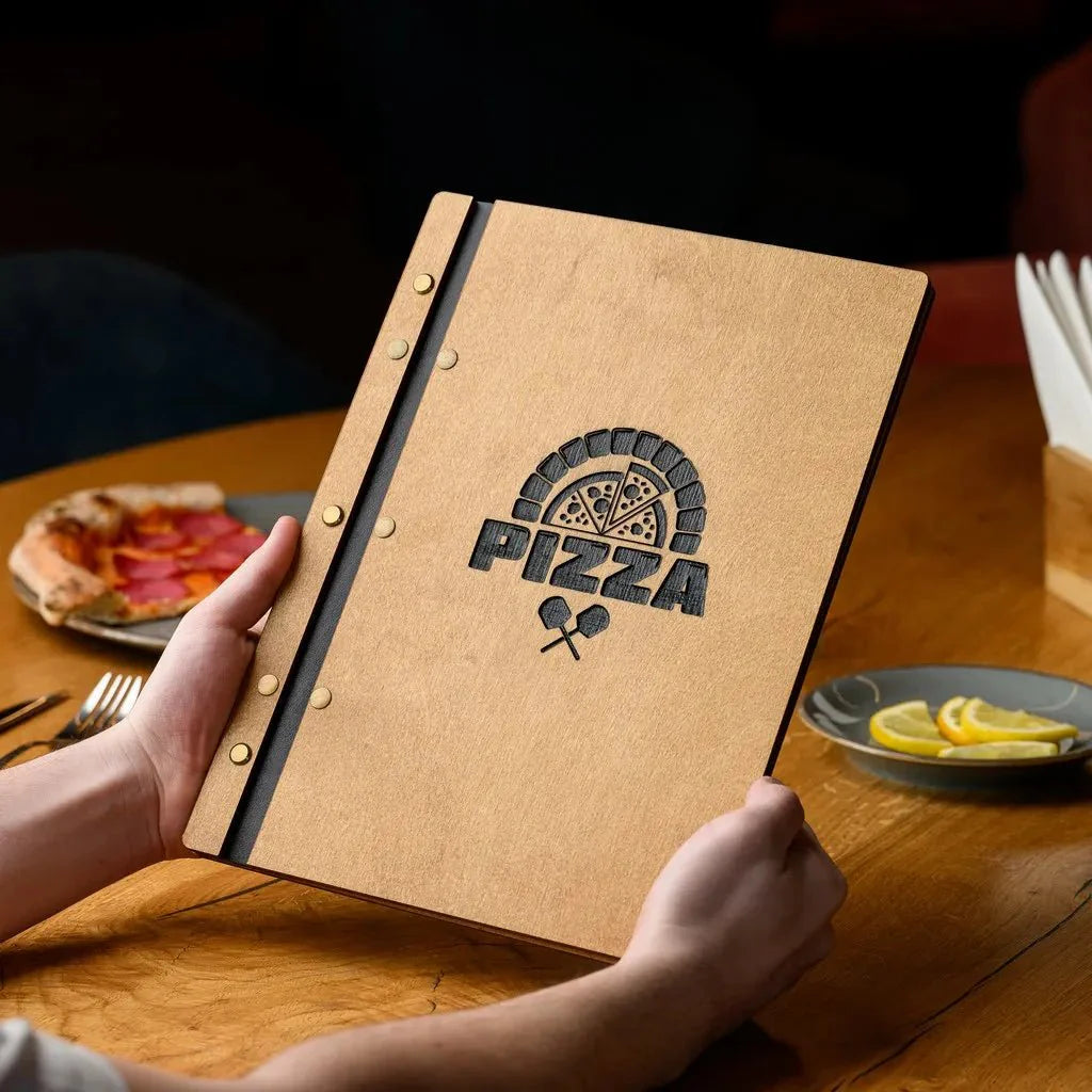 Eco-friendly restaurant wooden menu sleeves for an elegant touch.