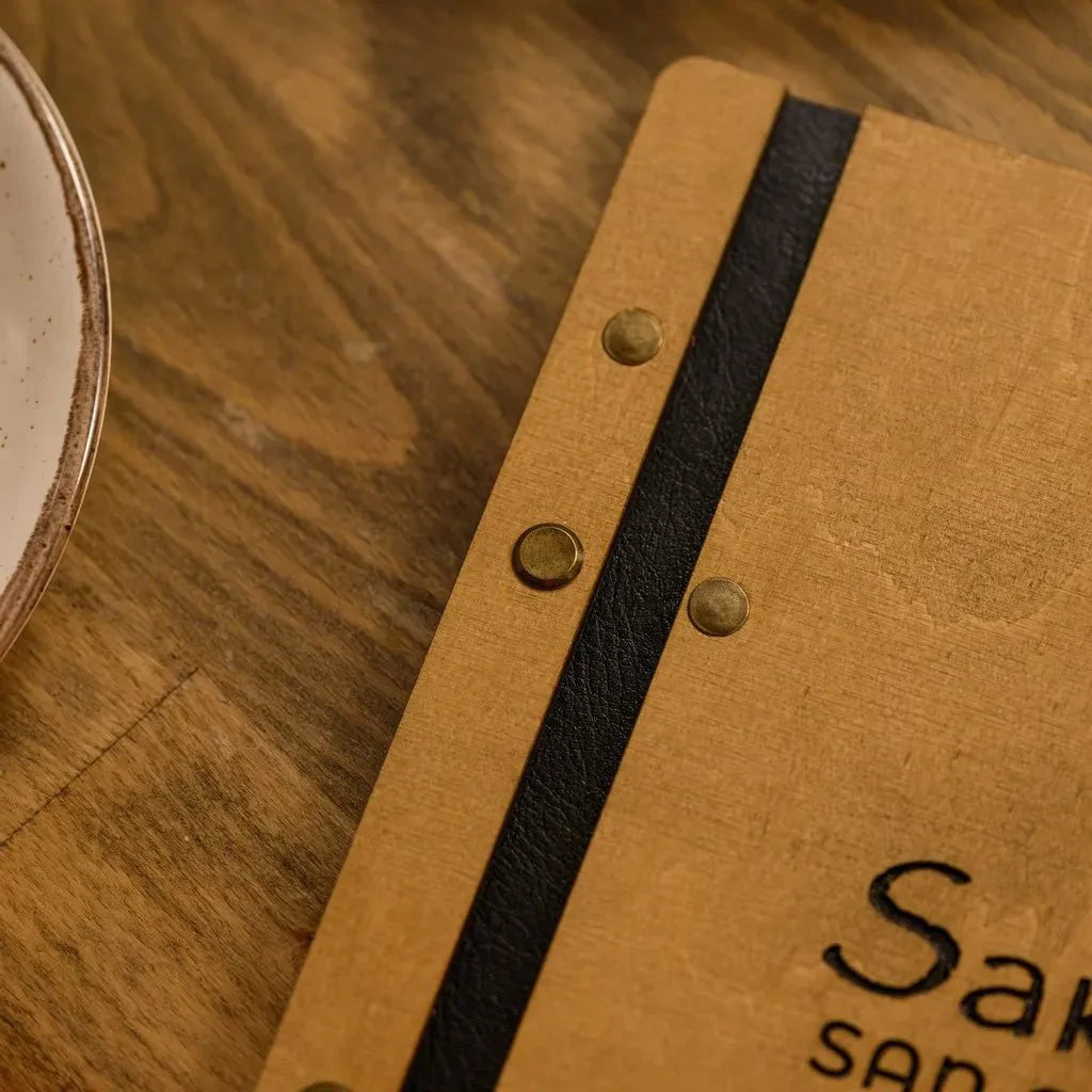 Elegant menu folder for restaurants with soft-touch materials.