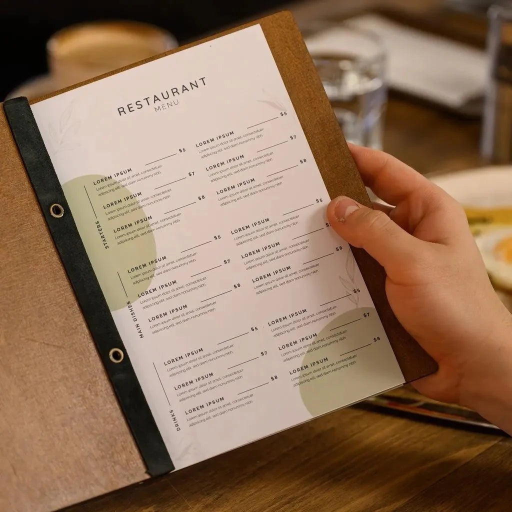 Premium menu covers for restaurants with a stylish touch.