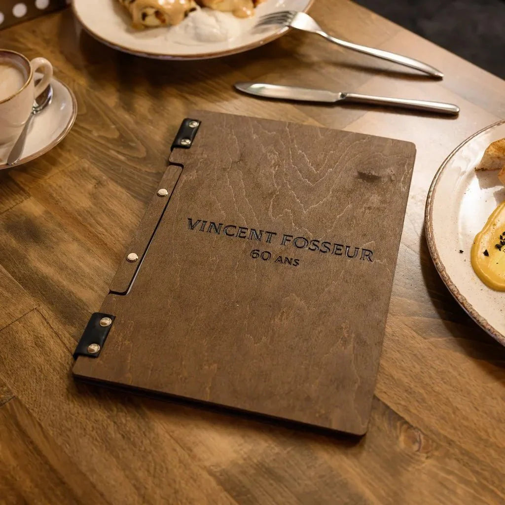 Unique restaurant menu books with classic craftsmanship.