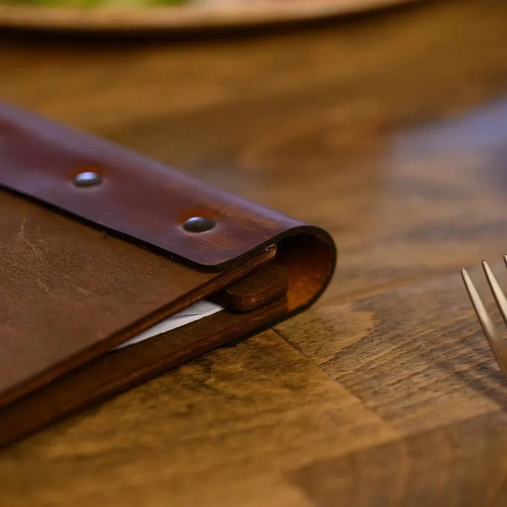 Contemporary menu folder for restaurants with minimalist design.